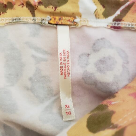 Free People Women's SIZE XL Floral Crop Top Puff 3/4 Sleeves OB1472617 Pink - Picture 5 of 11